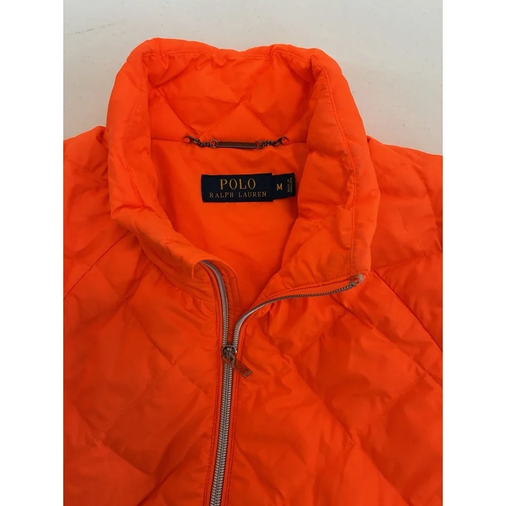 Polo Ralph Lauren Mens Performance Down Puffer Jacket Neon Orange Size Medium
